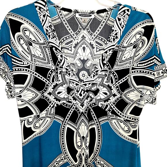INTERMISSION 8 Blue Boho Women's Sleeves Sun Dress Miss Size Medium M - Picture 1 of 6